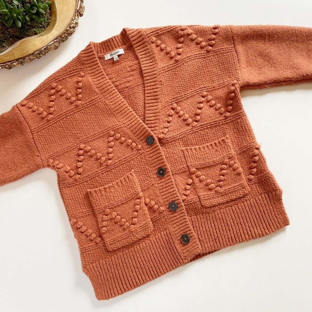 • Madewell Burnt Orange Popcorn Cardigan Sweater •